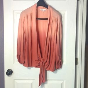 Ladies tie front ombre rose/peach/pink top